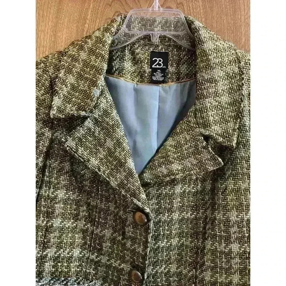 23rd St Woven Blazer Blue/Brown with Gold Metalic Shimmer Coating 10% Wool Sz XL - Picture 3 of 15